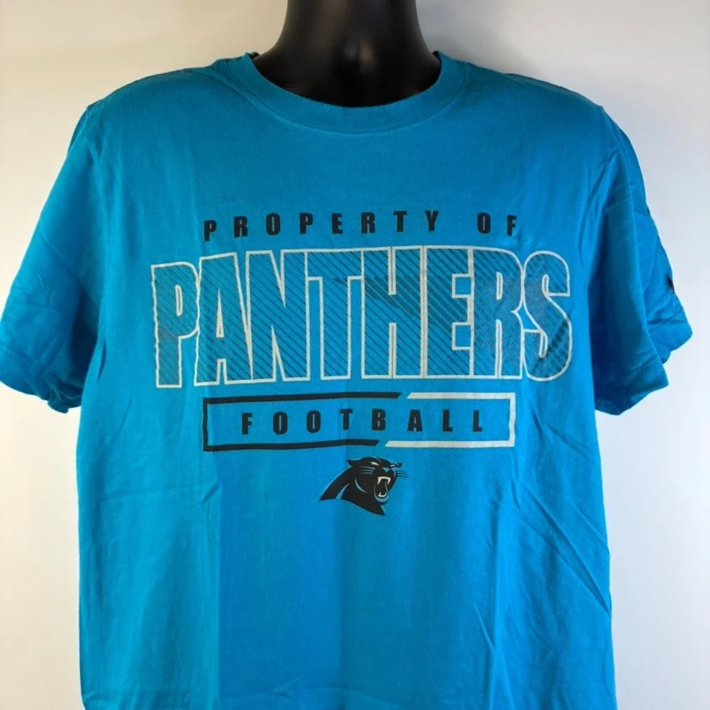 Nike Carolina Panthers Football Logo T-Shirt‎ Mens Sz Large Blue NFL Graphic Tee